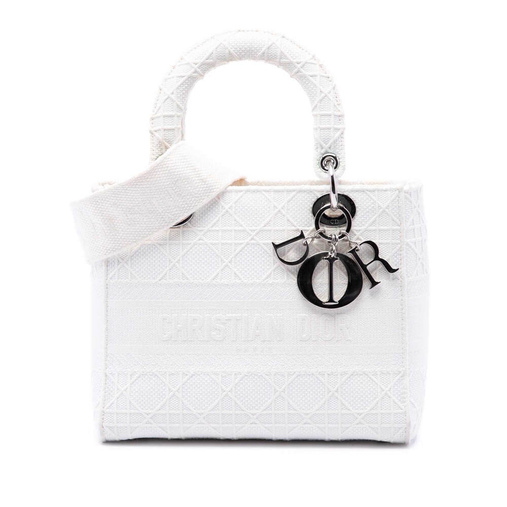 Pre-Loved Dior Medium Embroidered Canvas Cannage Lady D Lite
